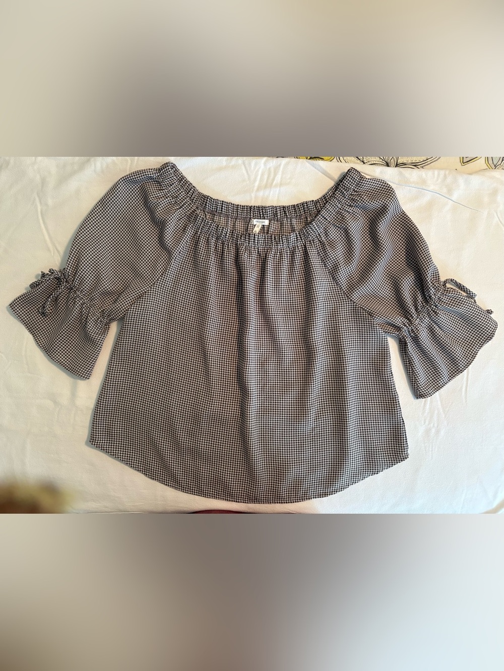 Maurices Gray & White Gingham Off-Shoulder Blouse